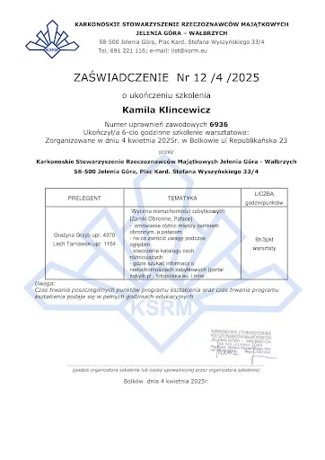 Property Wycena Nieruchomości Rzeczoznawca Majątkowy Kamila Klincewicz